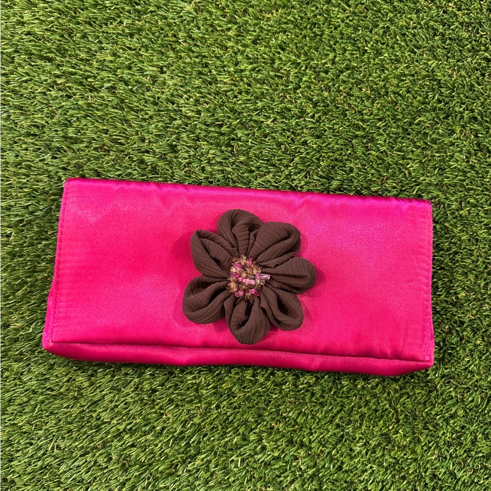Pink Floral Accent Women's Clutch